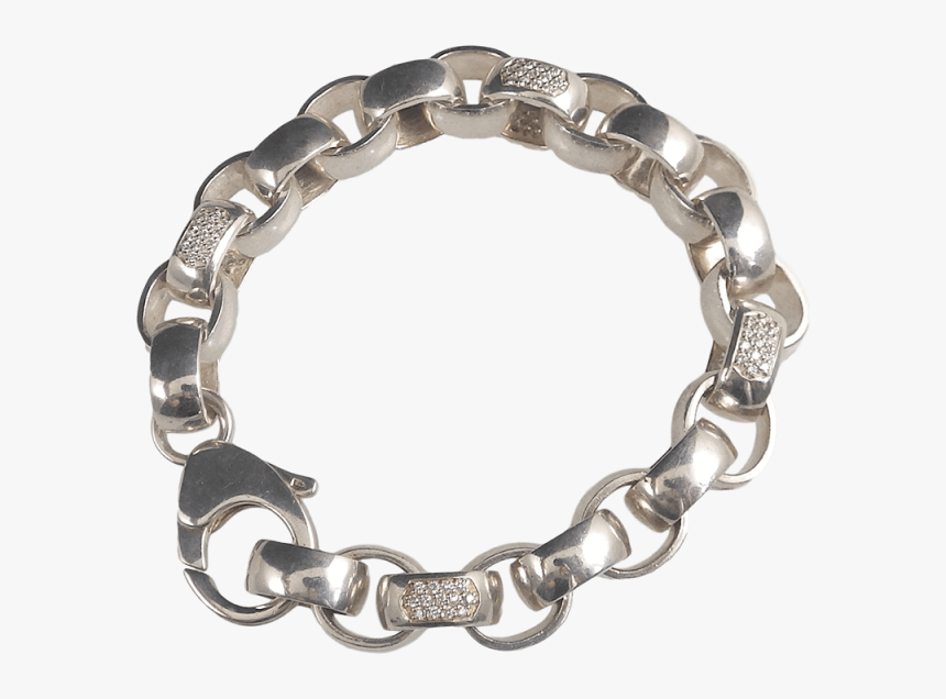 Pre-owned David Heston Sterling Silver Diamond Rolo - Bracelet, HD Png Download, Free Download