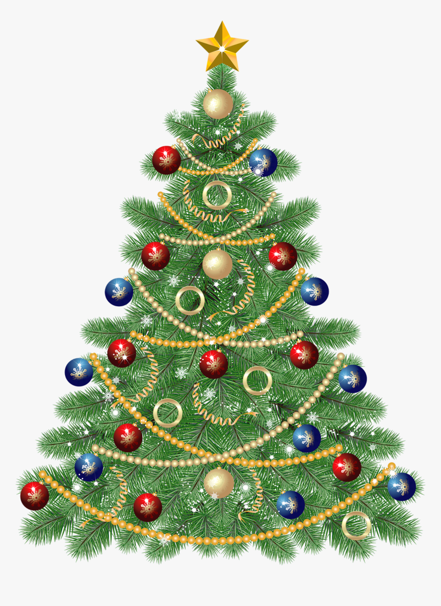 Large Transparent Christmas Tree With Star Clipart - Free Clip Art Christmas Tree, HD Png Download, Free Download