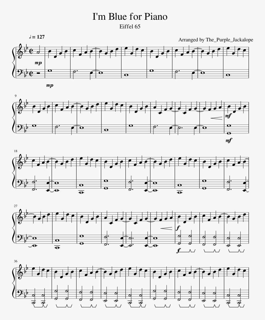 I M Blue Piano Notes, HD Png Download, Free Download