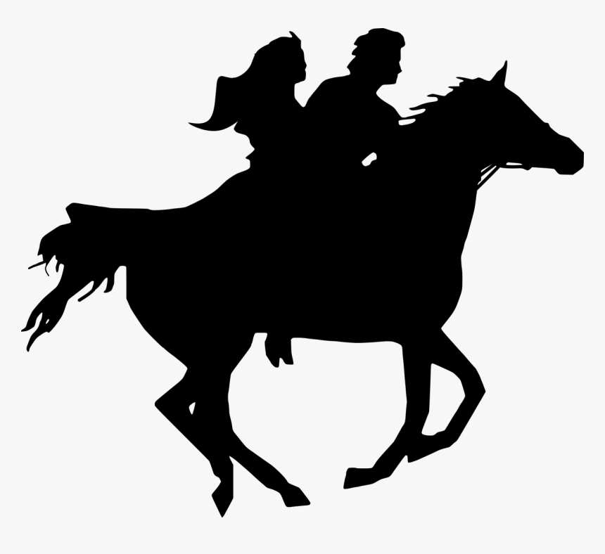 Horse Racing Equestrian - Couple Horseback Riding Silhouette, HD Png Download, Free Download