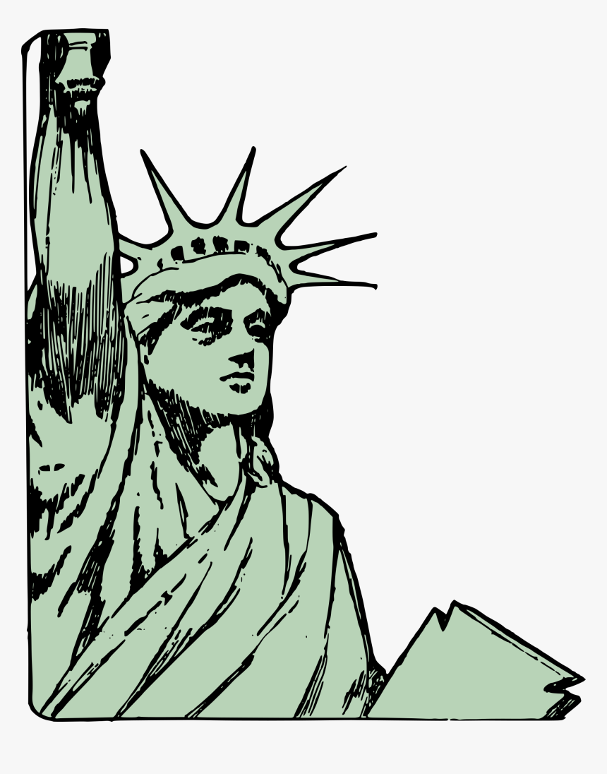 Transparent Statue Of Liberty Png - Lady Liberty Drawing Face, Png Download, Free Download