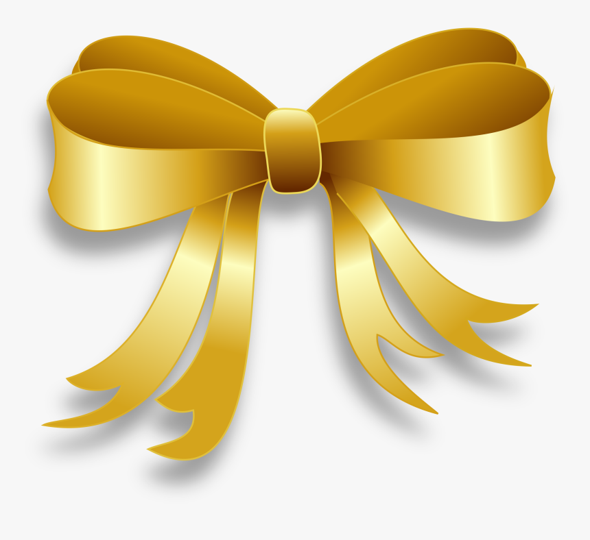 Gold Ribbon Clipart - Gold Bow Clipart, HD Png Download, Free Download