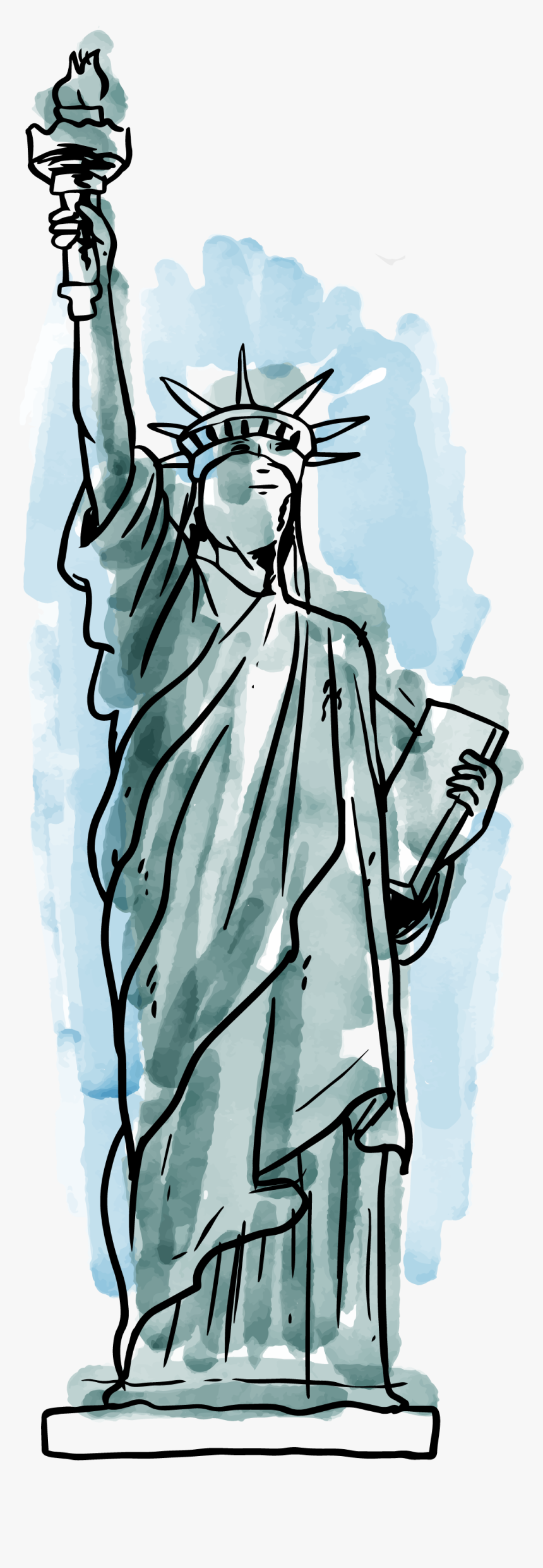 Transparent Statue Of Liberty Clipart - Statue Of Liberty Watercolor Png, Png Download, Free Download