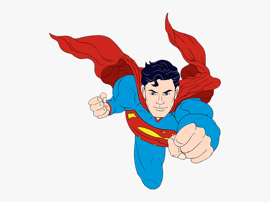 Superman Face Png -cartoon Superman Free Png Image - Superman Drawing With Color, Transparent Png, Free Download