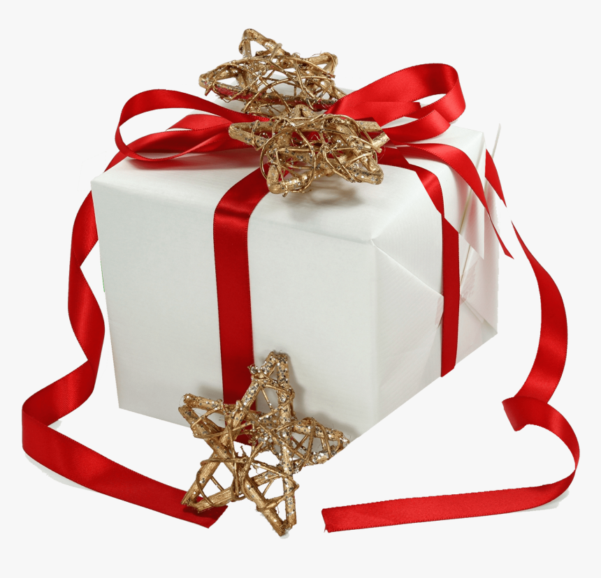 Christmas Gift Ribbon Gold Stars - Gift Box, HD Png Download, Free Download