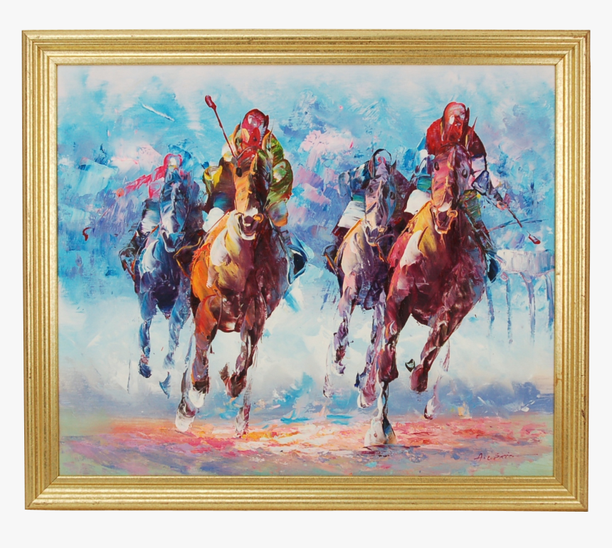 Oil Painting Horse Racing, HD Png Download, Free Download