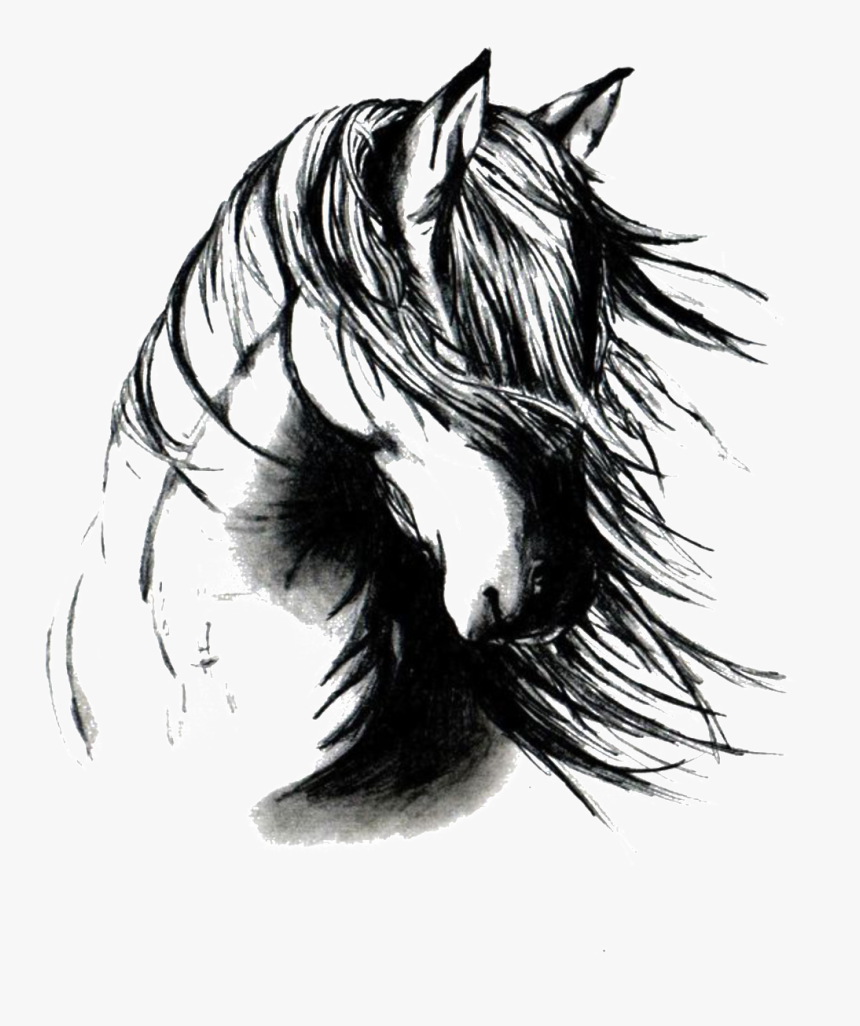 Hand Drawn Horse Head Element Pattern - Black And White Horse Tattoos, HD Png Download, Free Download