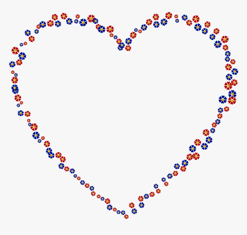 Red And Blue Floral Heart - Portable Network Graphics, HD Png Download, Free Download