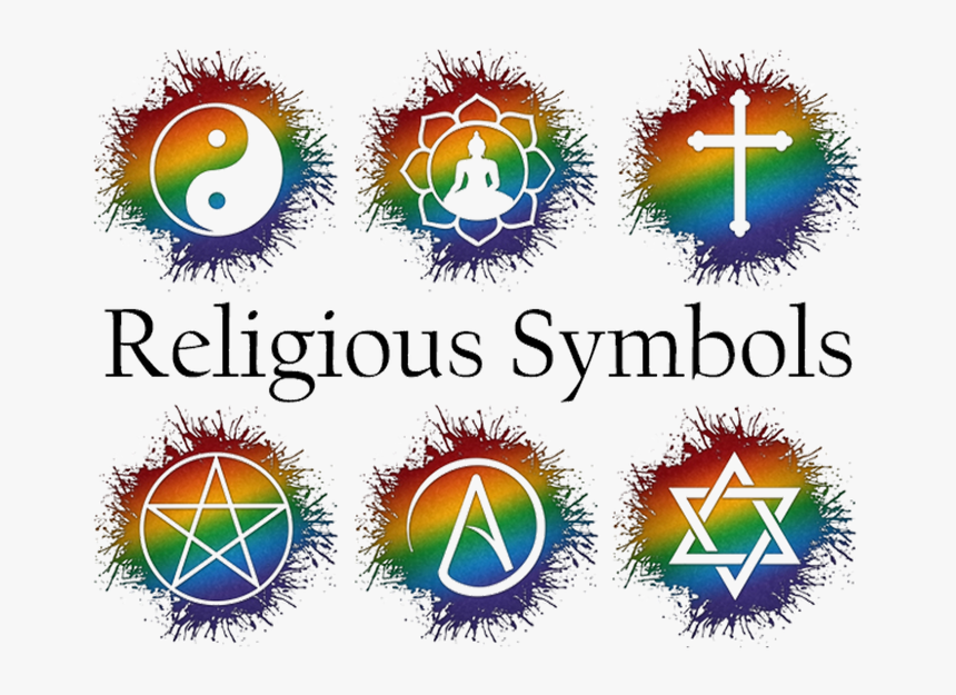 An Assortment Of Various Religious Symbols In Rainbow - Lgbt Flag Religions Symbols, HD Png Download, Free Download