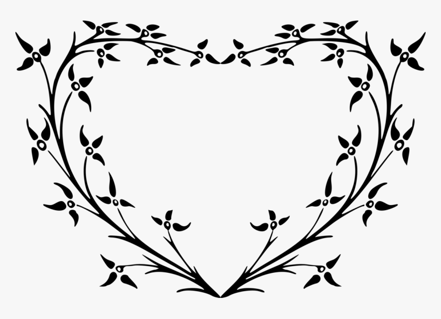 Photography - Floral Heart Png Black And White, Transparent Png, Free Download