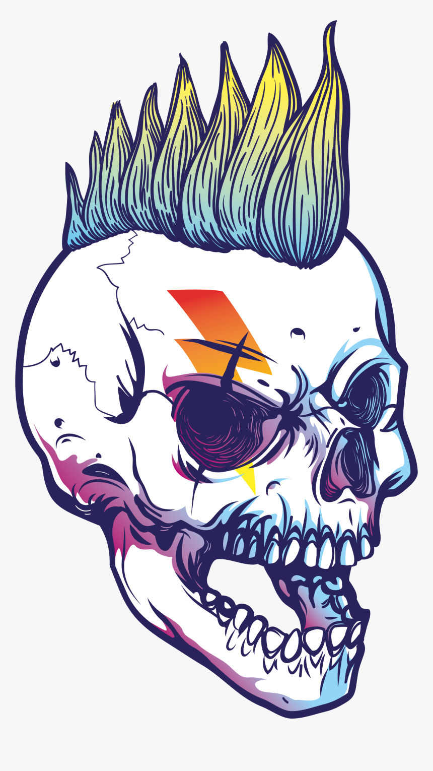 Skulls Png Download - Skull Mohawk, Transparent Png, Free Download