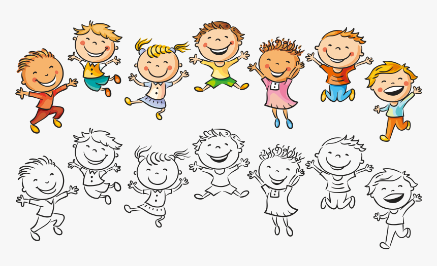 Vector Illustration Children Jumping Child Drawing - Kids Drawing Png, Transparent Png, Free Download