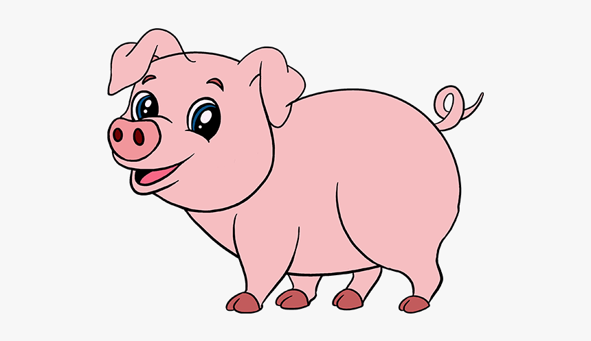 Pics Of Group Coloring - Draw A Cute Pig Easy Step By Step, HD Png Download, Free Download