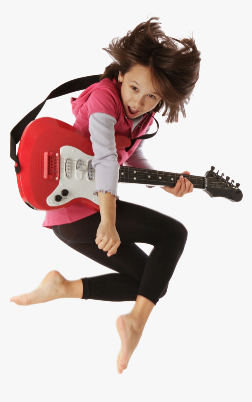 Gilba Way Girl With Elec Guitar Pic Clipped Rev 1 Reduced - Girl, HD Png Download, Free Download