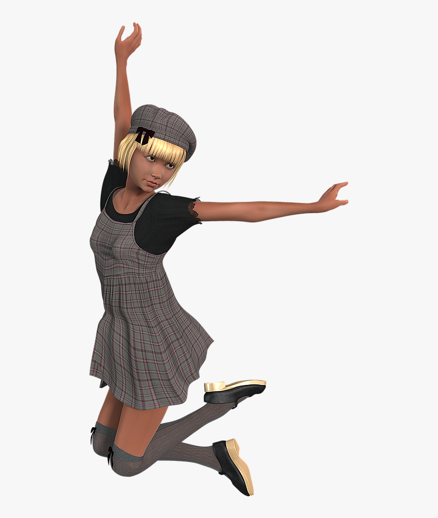 Girl Teenager Jump Free Picture - Jumping With Dress Pose, HD Png Download, Free Download
