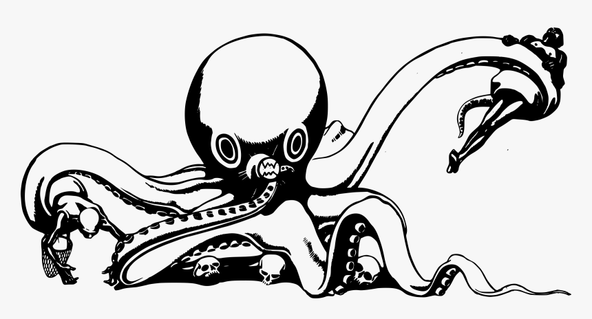 Killer Octopus And Skulls Clip Arts - Sea Monster Clip Art, HD Png Download, Free Download