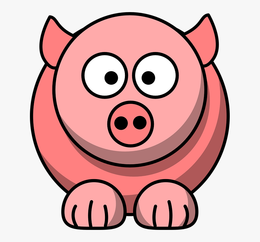 Animal, Pig, Pink, Cute, Face, Funny, Head, Mammal - Cartoon Animals Pig, HD Png Download, Free Download