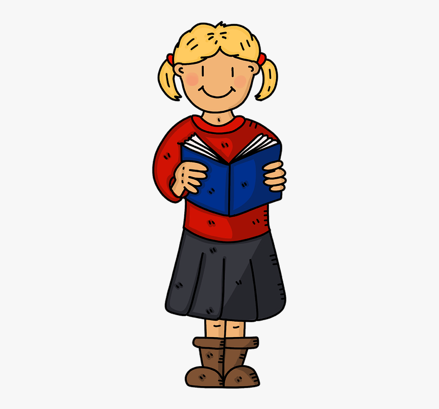 School Girl, Book, Reading, Education, Student, School - Student Reading Clipart Standing, HD Png Download, Free Download