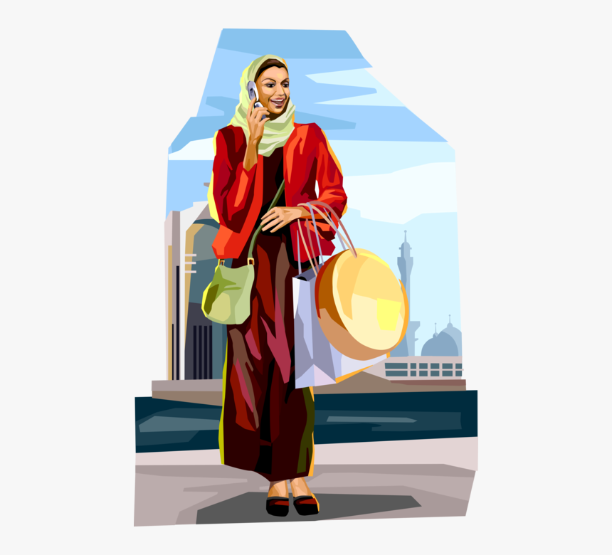 Vector Illustration Of Middle Eastern Islamic Muslim - Muslim Shopping Image Png, Transparent Png, Free Download