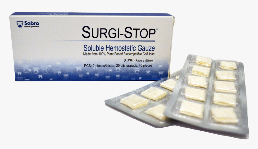 Surgi Stop Soluble Hemostatic Gauze"
 Title="surgi - Oxidized Cellulose Dental Dressing, HD Png Download, Free Download