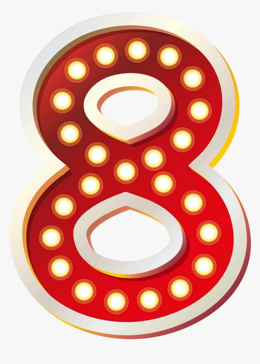 Red Number Eight With Lights Png Clip Art Imageu200b - Number Eight Clipart, Transparent Png, Free Download