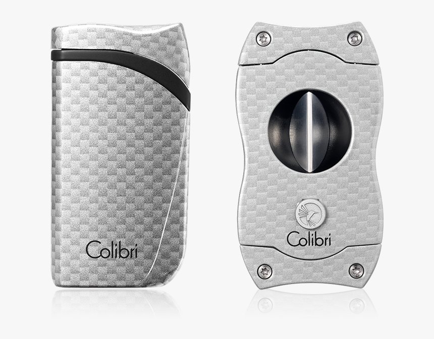 Colibri Falcon & V-cut Carbon Fiber Gift Set Silver - Lighter, HD Png Download, Free Download