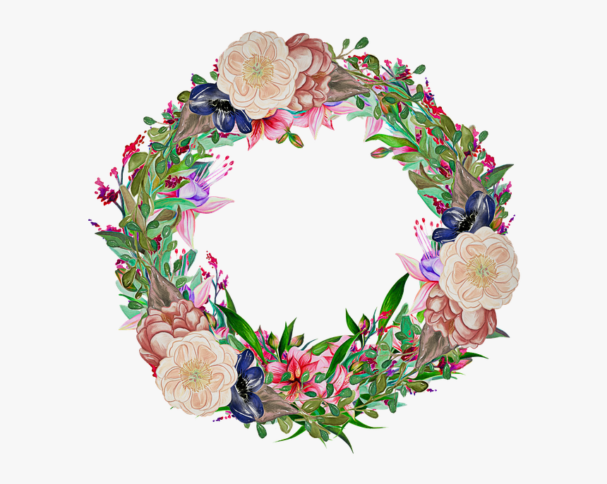 Wreath, Multi Color, Flowers, Floral, Watercolor - Christmas Wreath Watercolour, HD Png Download, Free Download