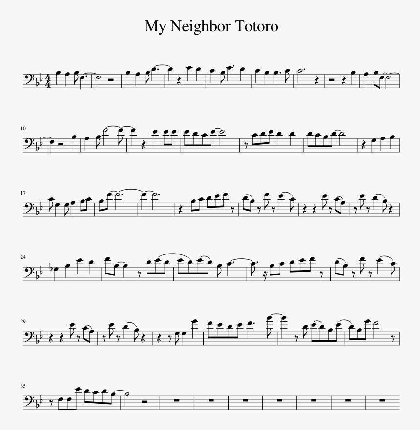 Totoro Theme Cello Sheet Music, HD Png Download, Free Download