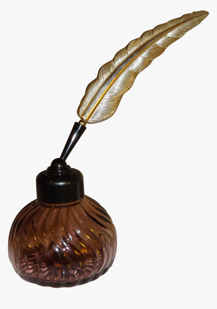 Avon Purple Glass Inkwell Bottle With Plastic Feather - Bronze, HD Png Download, Free Download