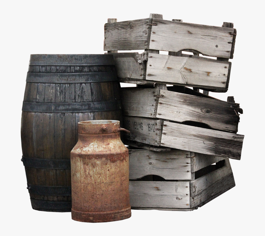 Boxes, Wooden Boxes, Barrel, Pot, Milk Can, Old - Barrel Boxes, HD Png Download, Free Download