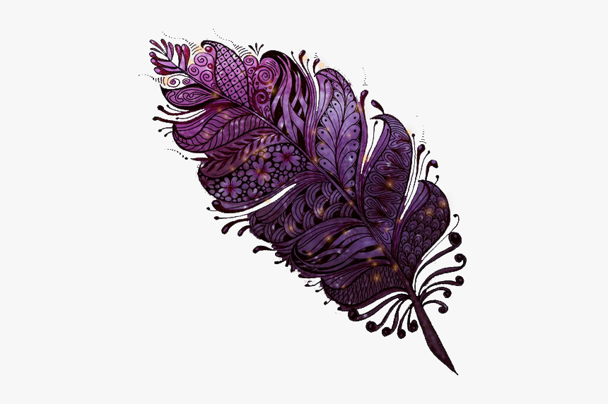 #purple #pink #feather #feathers #galaxy #ftestickers - Tattoo Feathers Drawings, HD Png Download, Free Download