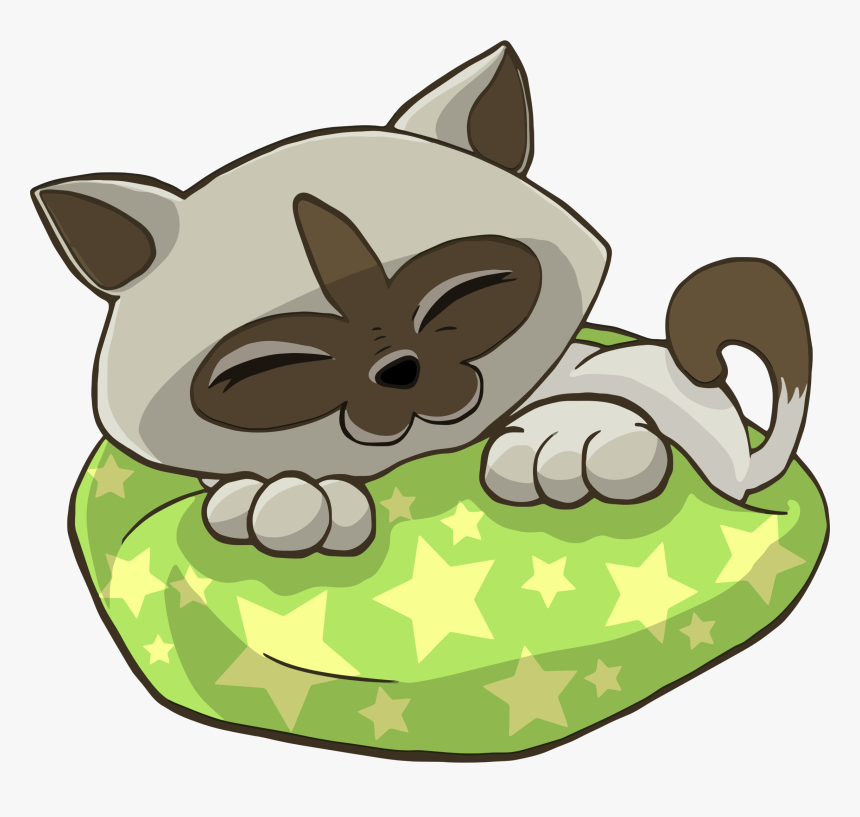 Kitten Sleeping On Starry - Cat On Cushion Clipart, HD Png Download, Free Download