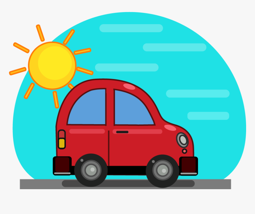 Cute Car And Sunshine Minimal Design Gameart Game Animation - Cute Car Drawing, HD Png Download, Free Download