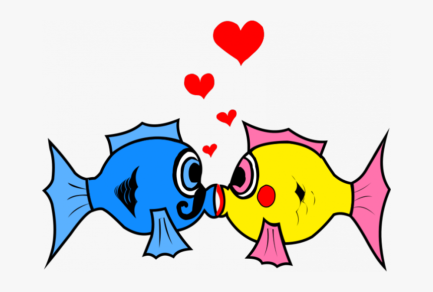 Kissing Fish Clipart Banner Free Download Two Kissing - 2 Fish Kissing Clipart, HD Png Download, Free Download