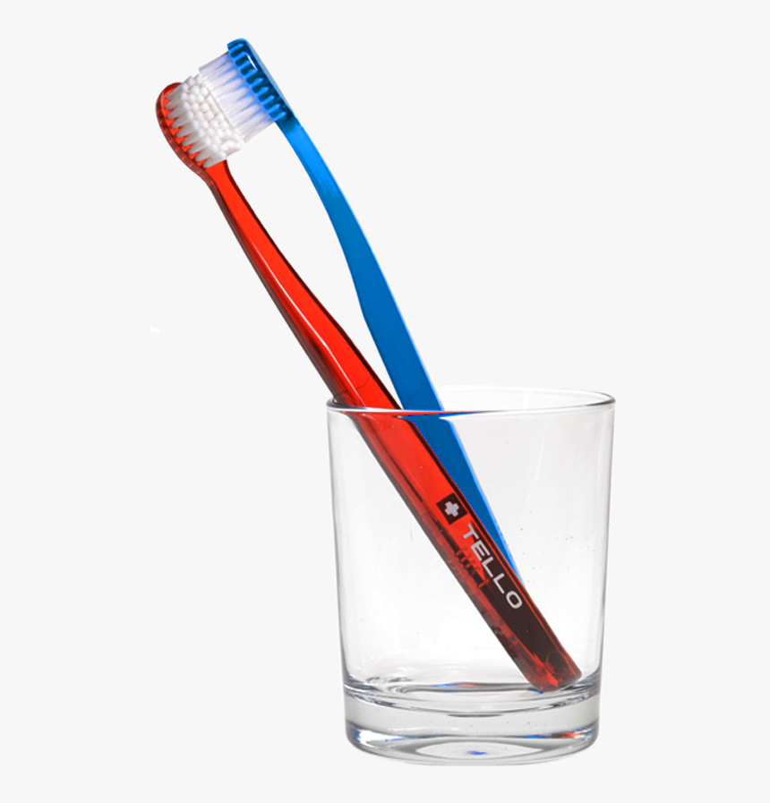 Two Tello"s Toothbrush In A Glass - Glass With Toothbrush Png, Transparent Png, Free Download