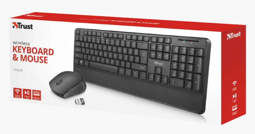 Thoza Wireless Keyboard And Mouse - Trust Thoza Wireless Keyboard And Mouse, HD Png Download, Free Download