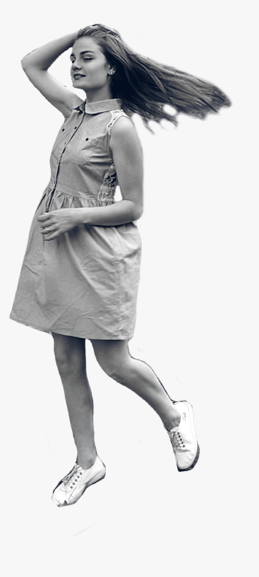 Denis #girl #running #happy #hair #flowing #smile #dress - Tights, HD Png Download, Free Download