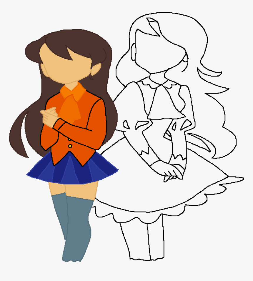 Two Girls Base Drawing, HD Png Download, Free Download