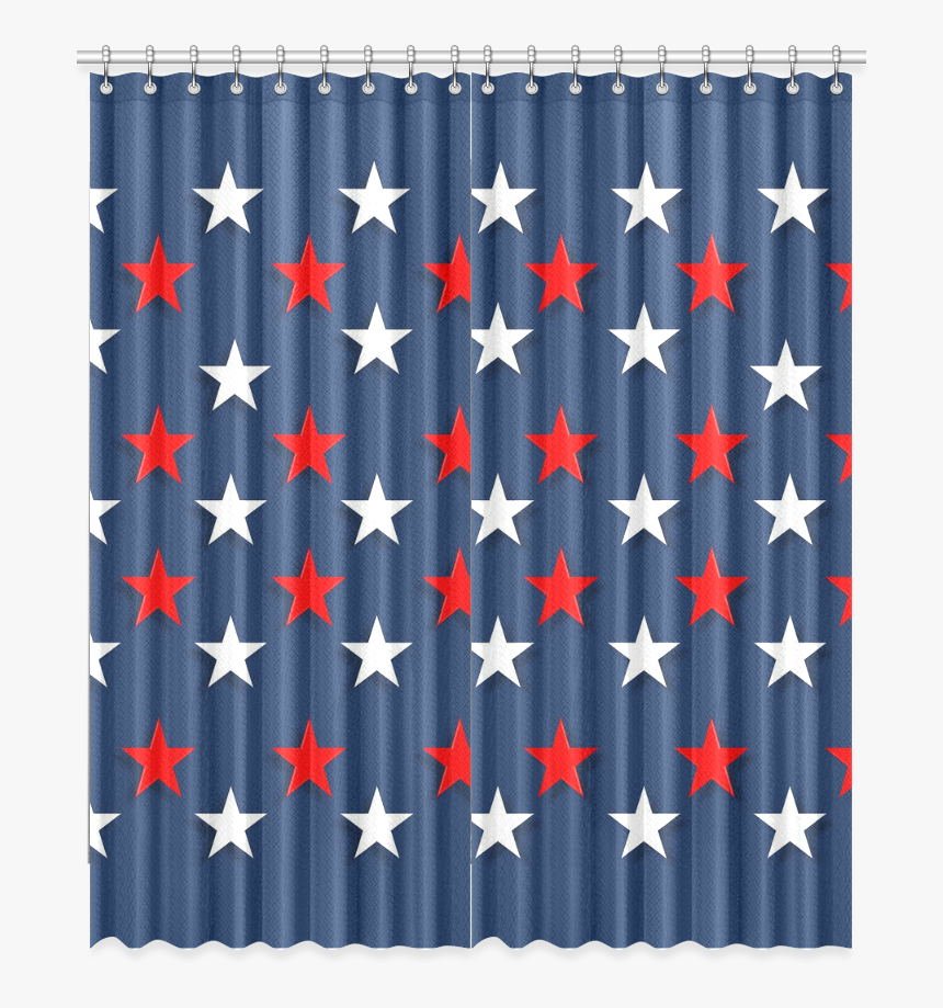 Navy Red White Stars Window Curtain 52"x120" - Flag, HD Png Download, Free Download