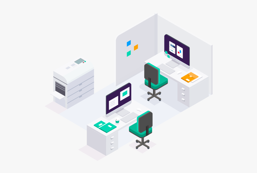 The Office App Isometric Working Workspace Technology - Graphic Design, HD Png Download, Free Download