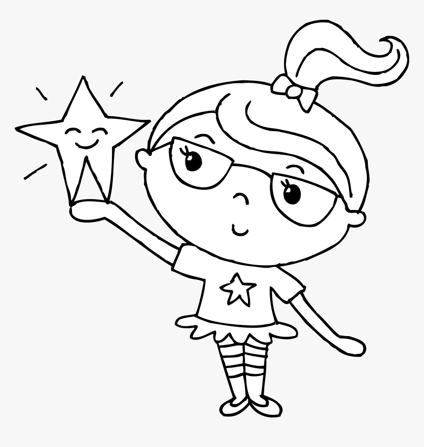 Cute Girl Clip Art Black And White, HD Png Download, Free Download