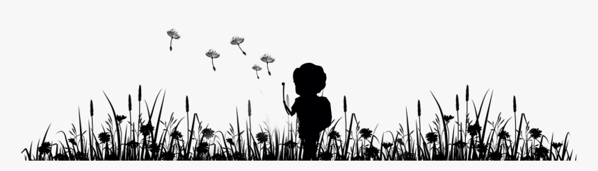 Blowing Dandelion Png - Child Silhouette Dandelion, Transparent Png, Free Download