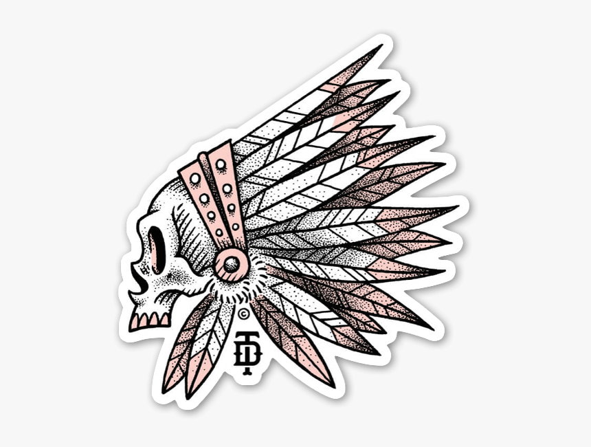 Indian Skull Sticker - Logo Tattoo Sticker Png, Transparent Png, Free Download