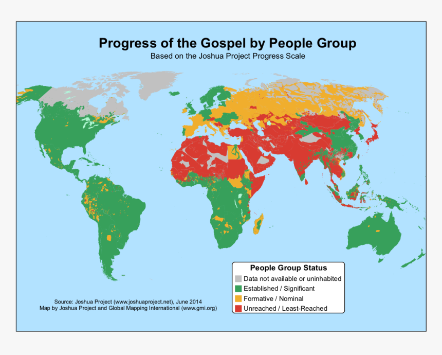 Ureached People Progress - Baptist World Map, HD Png Download, Free Download