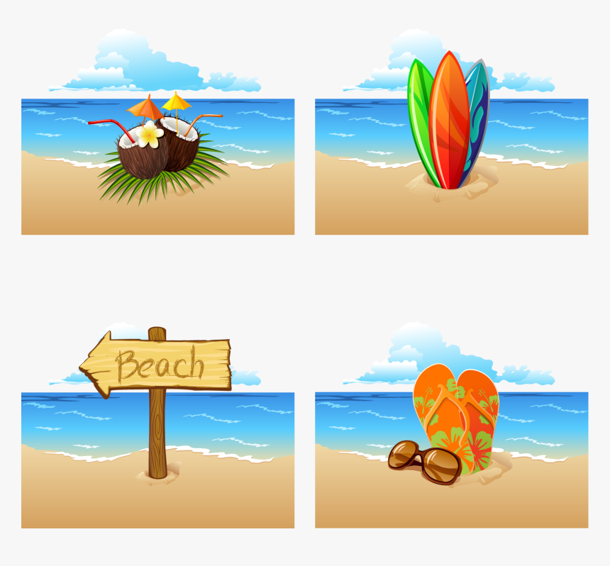 Sandy Beach Beach Cartoon, HD Png Download, Free Download