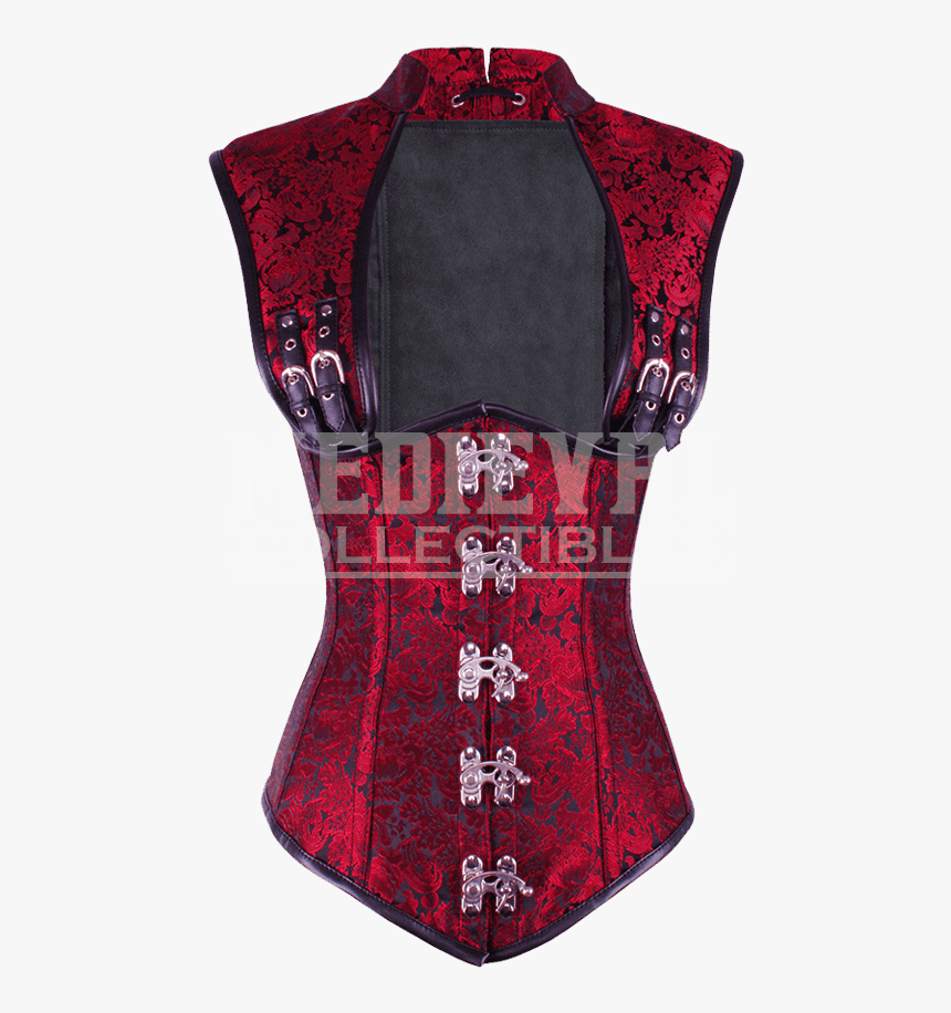Steampunk Red Brocade Underbust Corset - Lingerie Top, HD Png Download, Free Download
