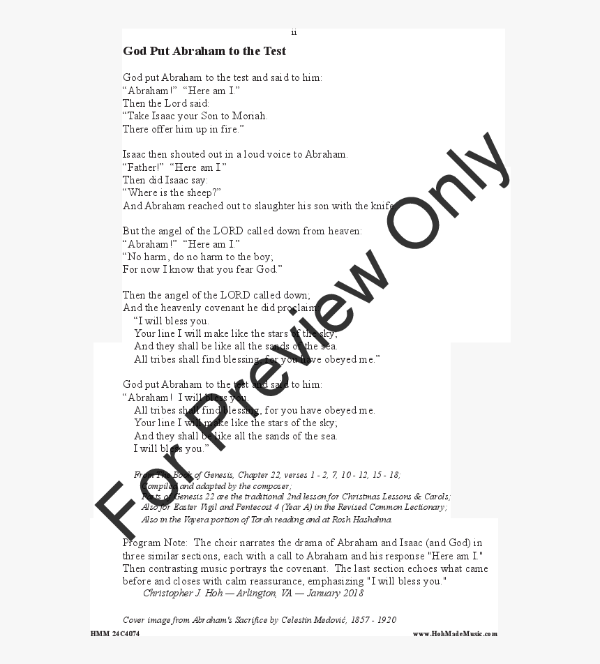 God Put Abraham To The Test Thumbnail - Gap Of Dunloe Violin Sheet Music, HD Png Download, Free Download