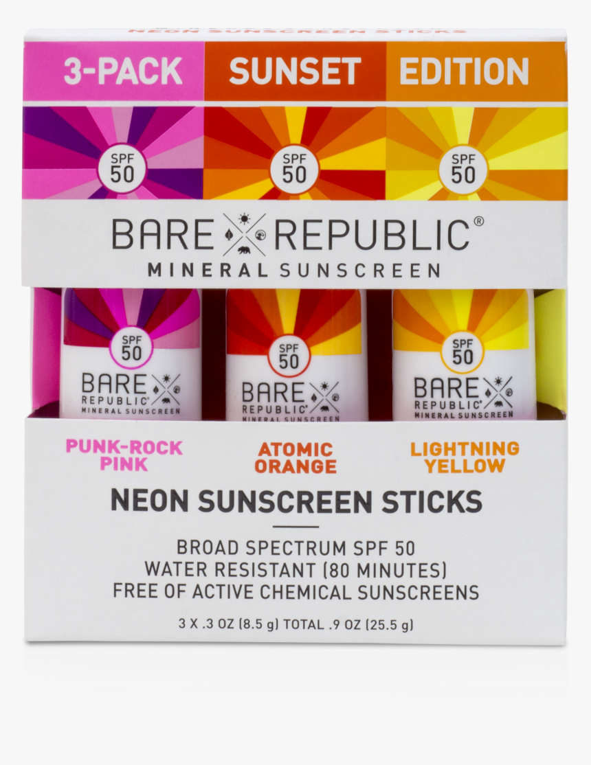 Babadook Transparent 5g 5s - Bare Republic Mineral Spf 50 Neon Color Stick 3 Pack, HD Png Download, Free Download