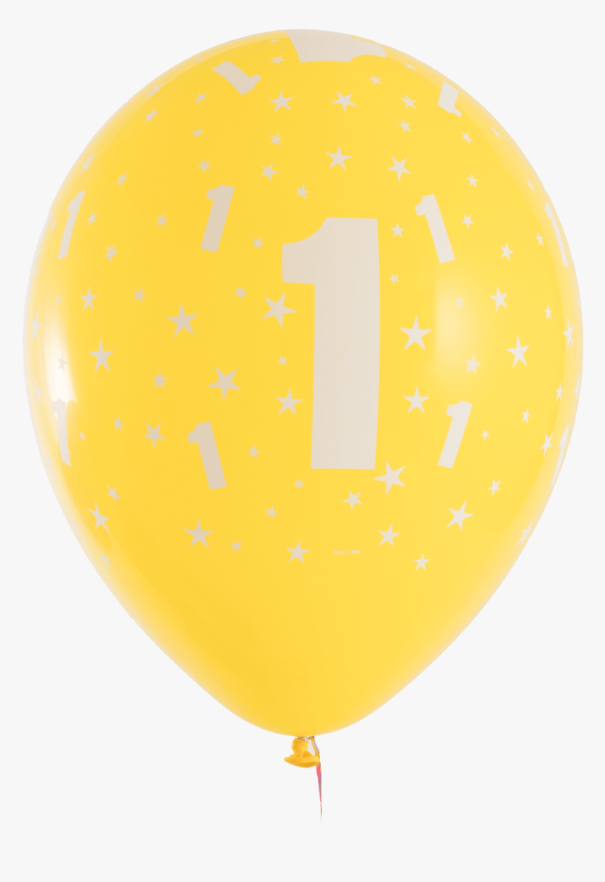 #1 Birthday Balloon Yellow - Balloon, HD Png Download, Free Download