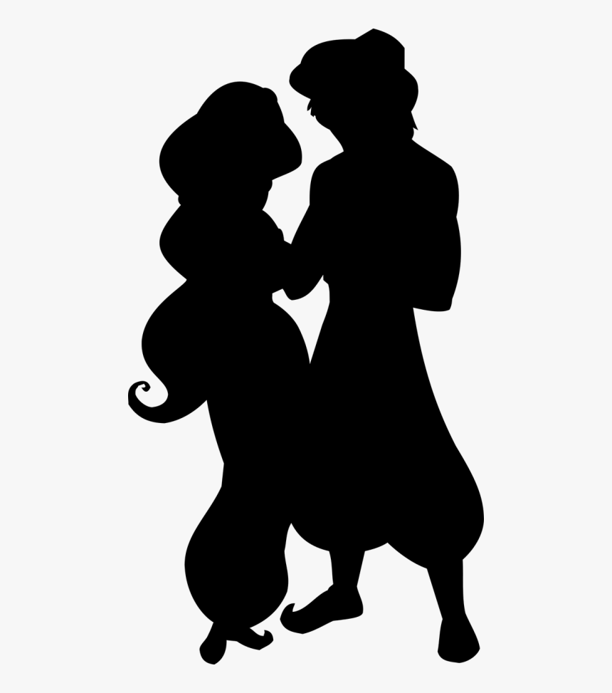 Silhouette Couple Disney - Magic Carpet Aladdin And Jasmine Silhouette, HD Png Download, Free Download